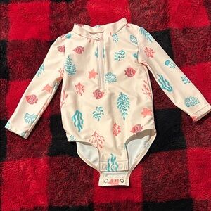 Carter's Pink and Teal One-Piece Rash Guard